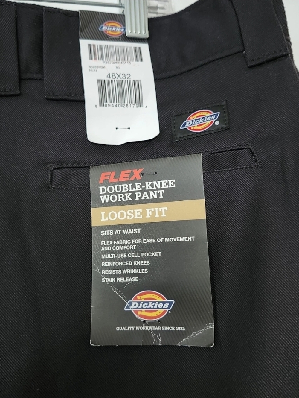 NEW Dickies Men's Double Knee Work Pants Loose Fit Cell Phone Pocket Black 48x32 - Picture 5 of 8